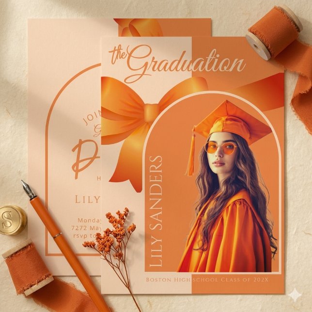 Orange Graduation Invitation | Class of 2026 Photo (Creator Uploaded)