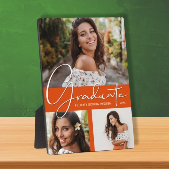 Orange Graduation Photo Collage  Plaque (Creator Uploaded)