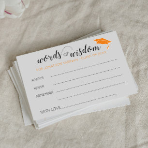 Orange Graduation Words of Wisdom for Graduate Advice Card