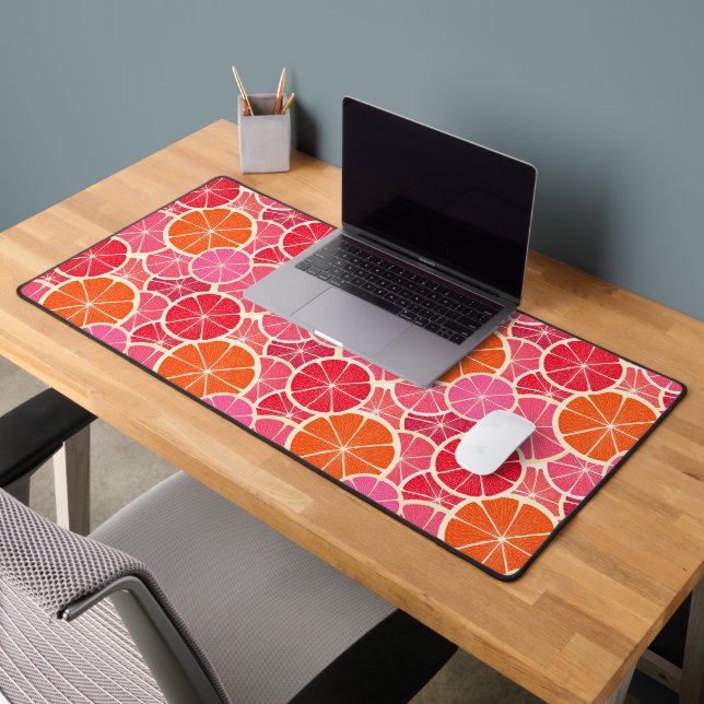 Orange & Grapefruit Citrus Fruit Pattern Desk Mat (Office 2)