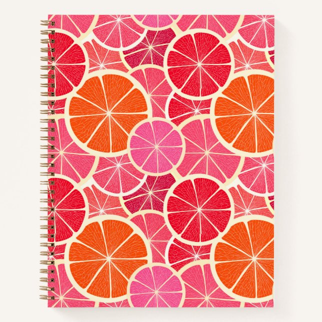 Orange & Grapefruit Citrus Fruit Pattern Notebook (Front)