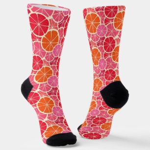Orange & Grapefruit Citrus Fruit Pattern Socks