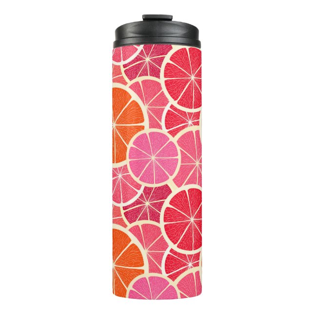 Orange & Grapefruit Citrus Fruit Pattern Thermal Tumbler (Front)