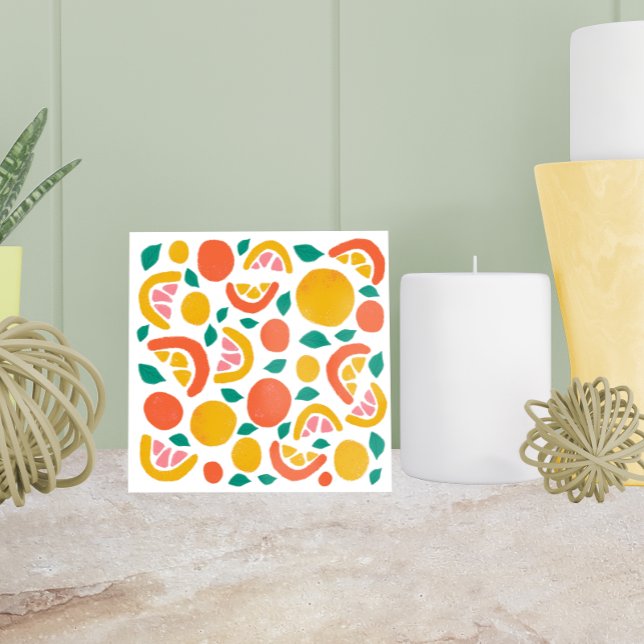 Orange Grapefruit Citrus Pattern Ceramic Tile (Creator Uploaded)