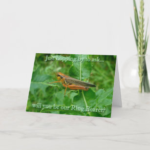Orange Grasshopper Ring Bearer Request Card