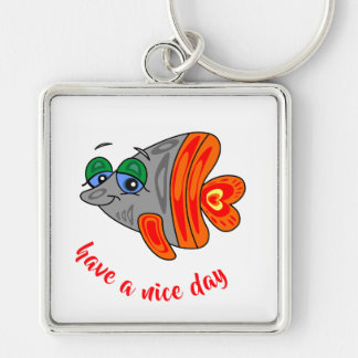 orange grau cartoon fisch key ring