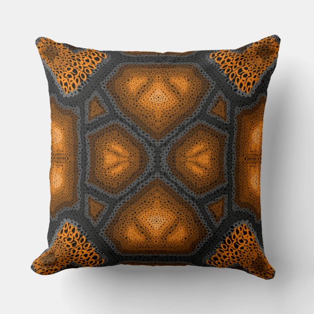 Orange, gray and black square pillow Jimette Desig (Front)