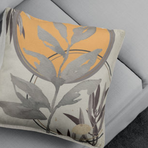 Orange & Gray Artistic Abstract Watercolor Cushion