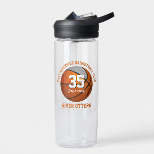 Orange gray basketball club colors team name  water bottle