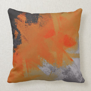 Orange Gray Black Abstract Cushion