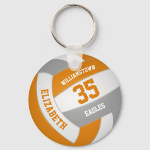 orange gray sports team colors volleyball key ring