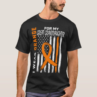 Orange Great Granddaughter Leukaemia Awareness USA T-Shirt