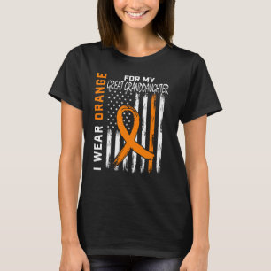 Orange Great Granddaughter Leukemia Awareness USA T-Shirt