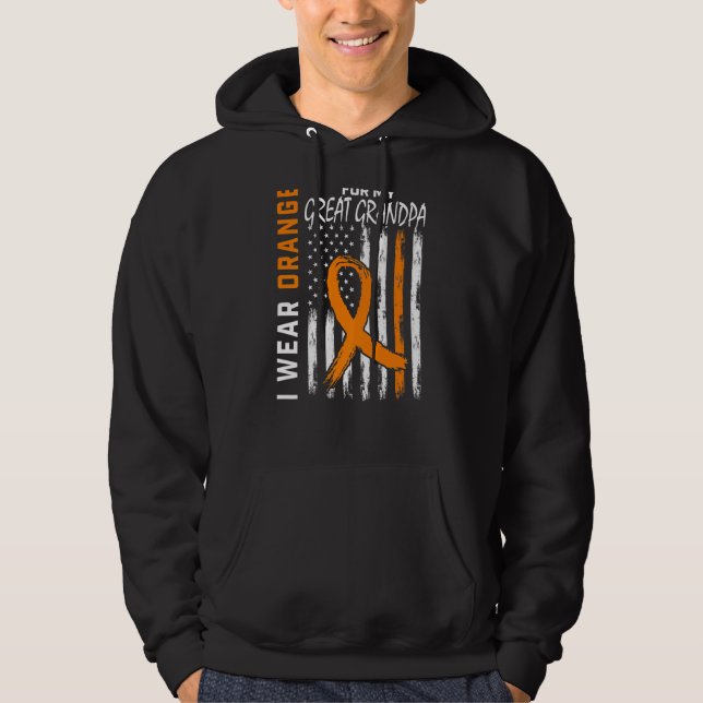 Orange Great Grandpa Multiple Sclerosis Awareness  Hoodie (Front)