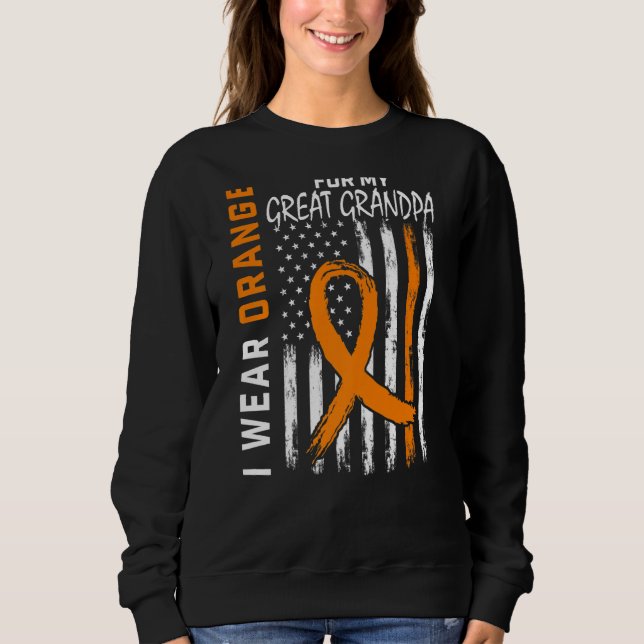 Orange Great Grandpa Multiple Sclerosis Awareness  Sweatshirt (Front)