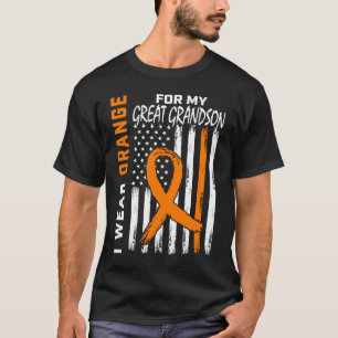 Orange Great Grandson Leukemia Awareness Flag Gran T-Shirt