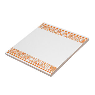 Orange Grecian Frieze Pattern Ceramic Tile