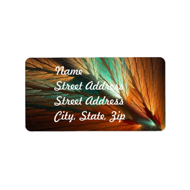 Orange & Green Abstract Fractal Address Sticker (Front)