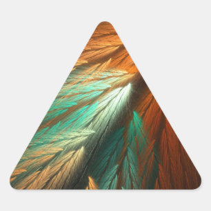 Orange & Green Abstract Fractal Triangle Sticker