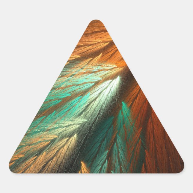 Orange & Green Abstract Fractal Triangle Sticker (Front)