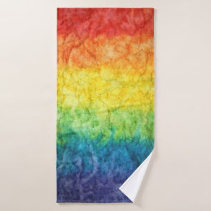 Orange green and blue abstract painting bath towel
