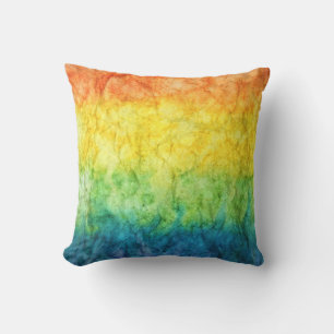 Orange green and blue abstract painting cushion