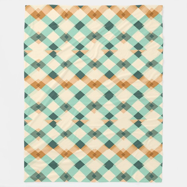 Orange,green and blue Stripe Fleece Blanket (Front)