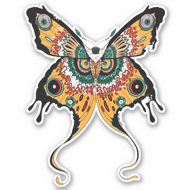 Orange Green and White Moth (Front)