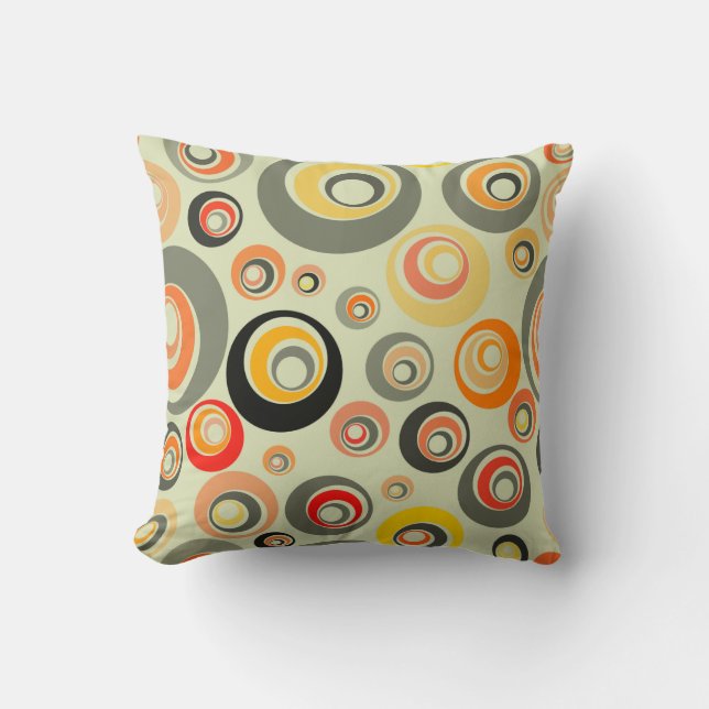 Orange, green and yellow circles cushion (Front)