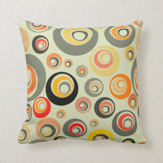 Orange, green and yellow circles cushion