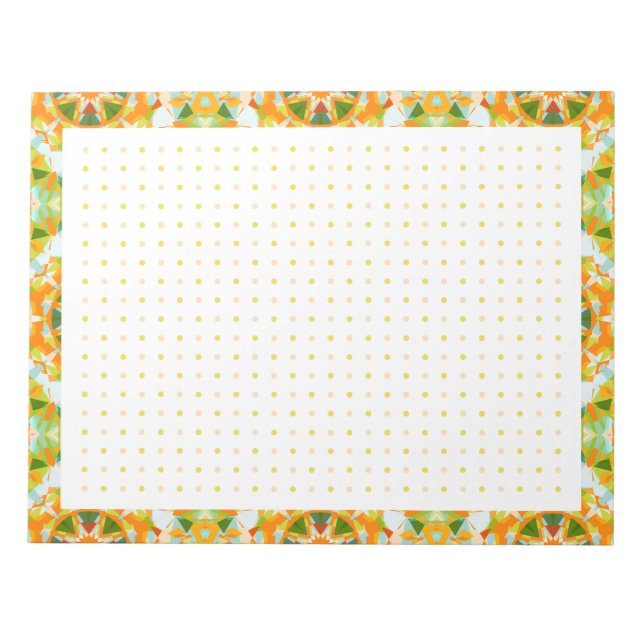 Orange Green Back to School Dot Grid BuJo Planner Notepad (Front)