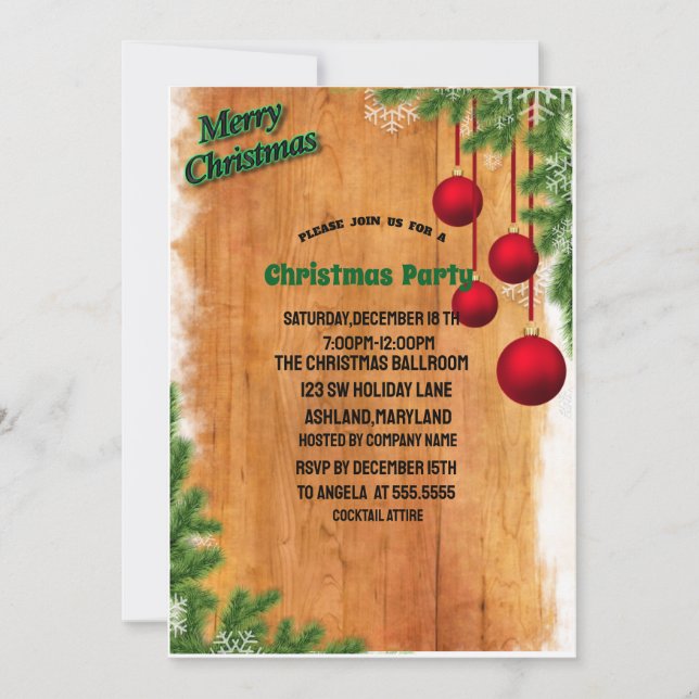 orange green Bauble Christmas Party  Invitation (Front)