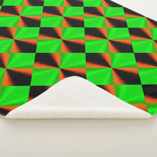 Orange Green Black Cool Pattern Sherpa Blanket