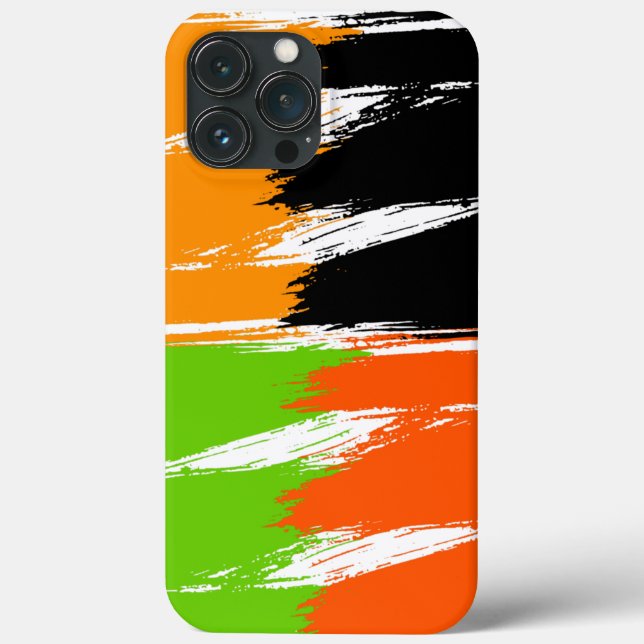 Orange Green Black White Brush Stroke Paint Case-Mate iPhone Case (Back)
