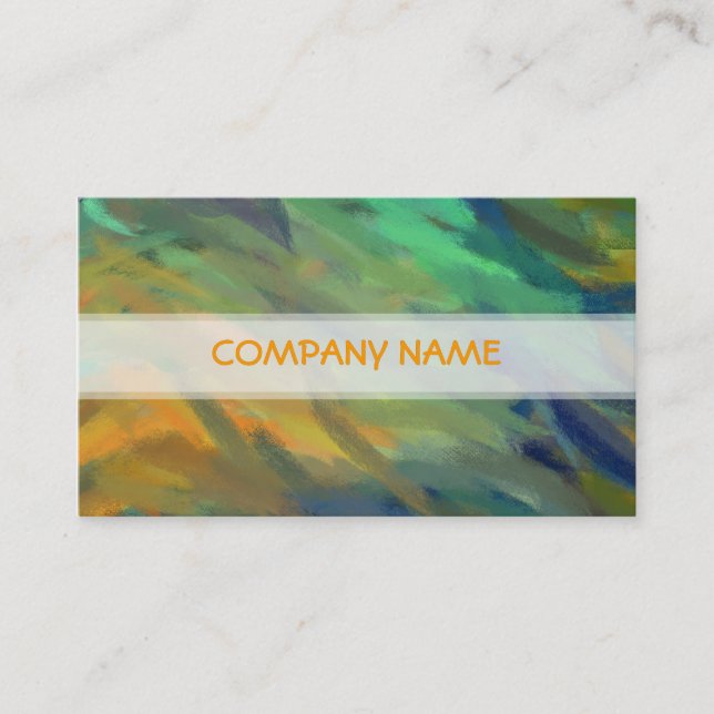 Orange Green Blue Abstract Art Painting Business Card (Front)