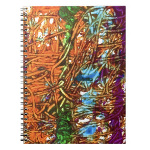 Orange, Green, Blue, Purple Marble Artwork Notebook