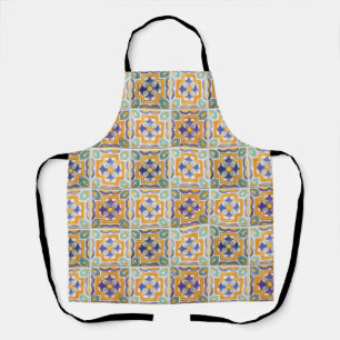 Orange-Green-Blue Tile All-Over Print Apron