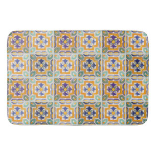 Orange-Green-Blue Tile Bath Mat