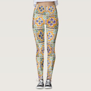 Orange-Green-Blue Tile Leggings