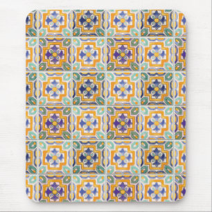 Orange-Green-Blue Tile Mousepad