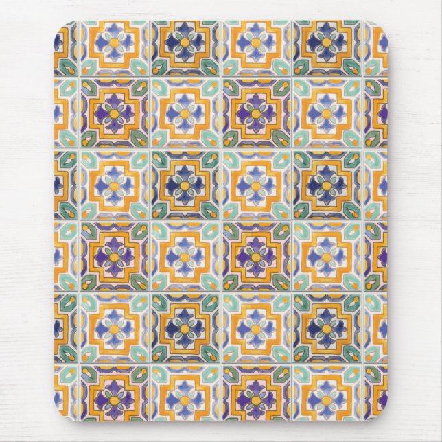 Orange-Green-Blue Tile Mousepad (Front)