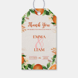 Orange & Green Botanical  Citrus Wedding Thank You Gift Tags