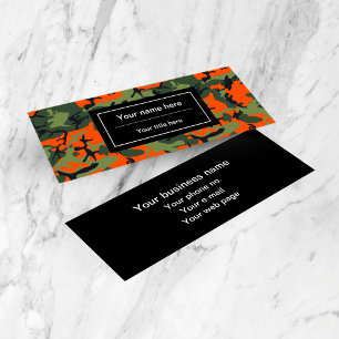 Orange Green Camouflage, Military, Army Mini Business Card