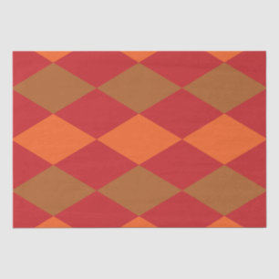 Orange Green Chequered Diamond Pattern Tissue Paper
