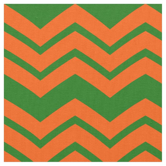 Orange Green Chevron Zigzag Design  Fabric (Close Up)
