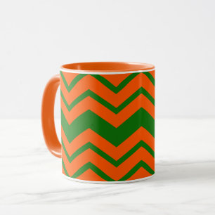 Orange Green Chevron Zigzag Design  Mug