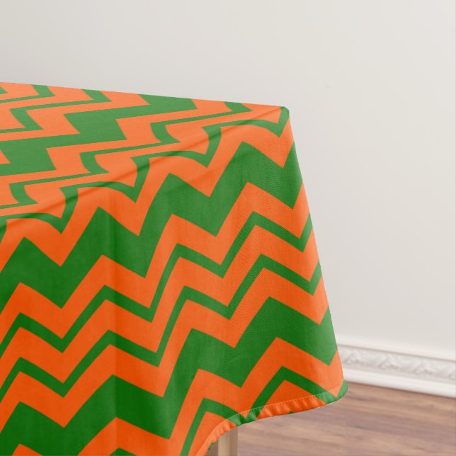 Orange Green Chevron Zigzag Design  Tablecloth (In Situ)