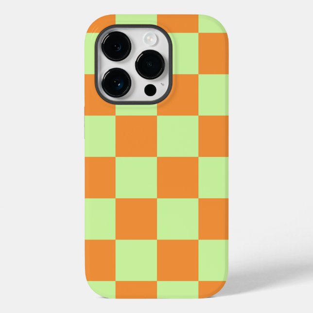 Orange Green Citrus Chequered Gingham Pattern Case-Mate iPhone Case (Back)