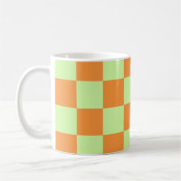 Orange Green Citrus Chequered Gingham Pattern