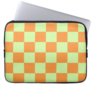 Orange Green Citrus Chequered Gingham Pattern Laptop Sleeve